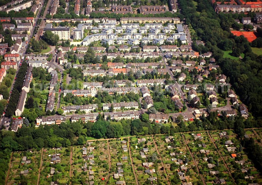 Aerial photograph Köln - Residential areas and settlements in Suelz and Kletterrose in Cologne in North Rhine-Westphalia