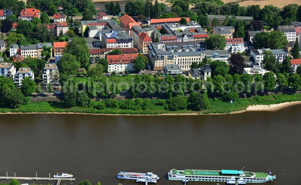 Magdeburg from above - Residential areas on the Werder - island on the banks of the Elbe and the Old Elbe in Magdeburg in Saxony-Anhalt