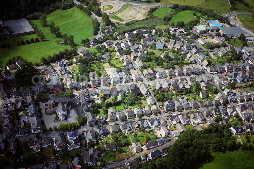 Schmallenberg from the bird's eye view: Residential areas in the center of Schmallenberg in North Rhine-Westphalia