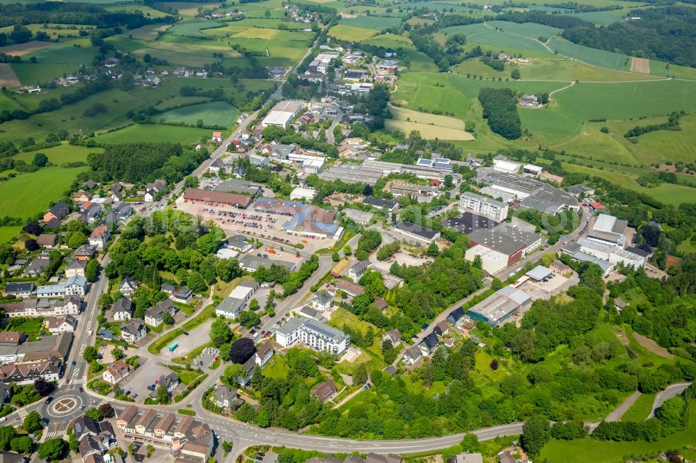 Breckerfeld from the bird's eye view: Mixing of residential and commercial settlements in Breckerfeld in the state North Rhine-Westphalia, Germany