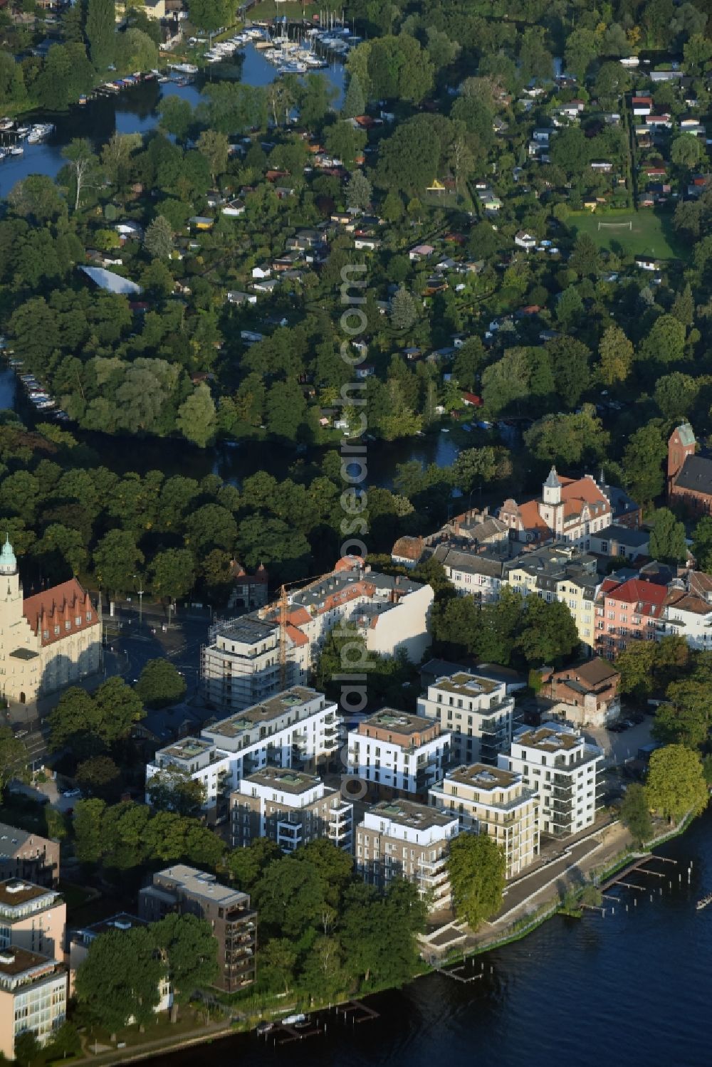 Berlin from above - Settlement in the district Koepenick close to the river Spree in Berlin