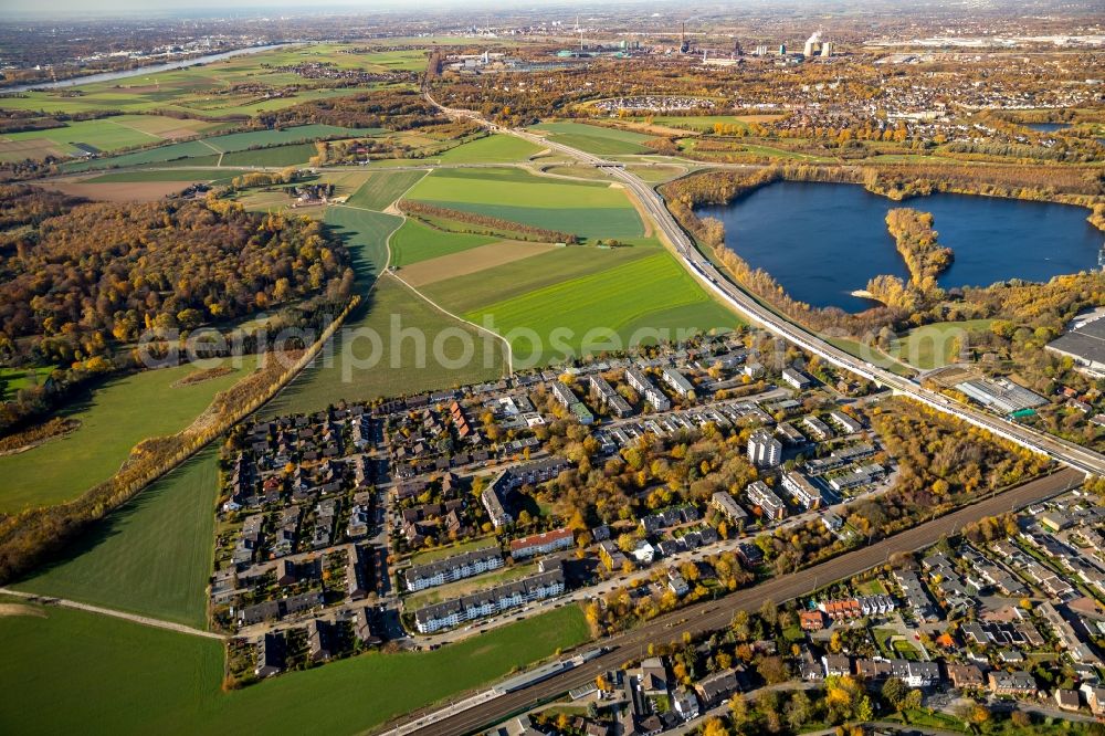 Duisburg from the bird's eye view: Settlement Am Boellert - Zur Kaffeehoett in Duisburg in the state North Rhine-Westphalia, Germany