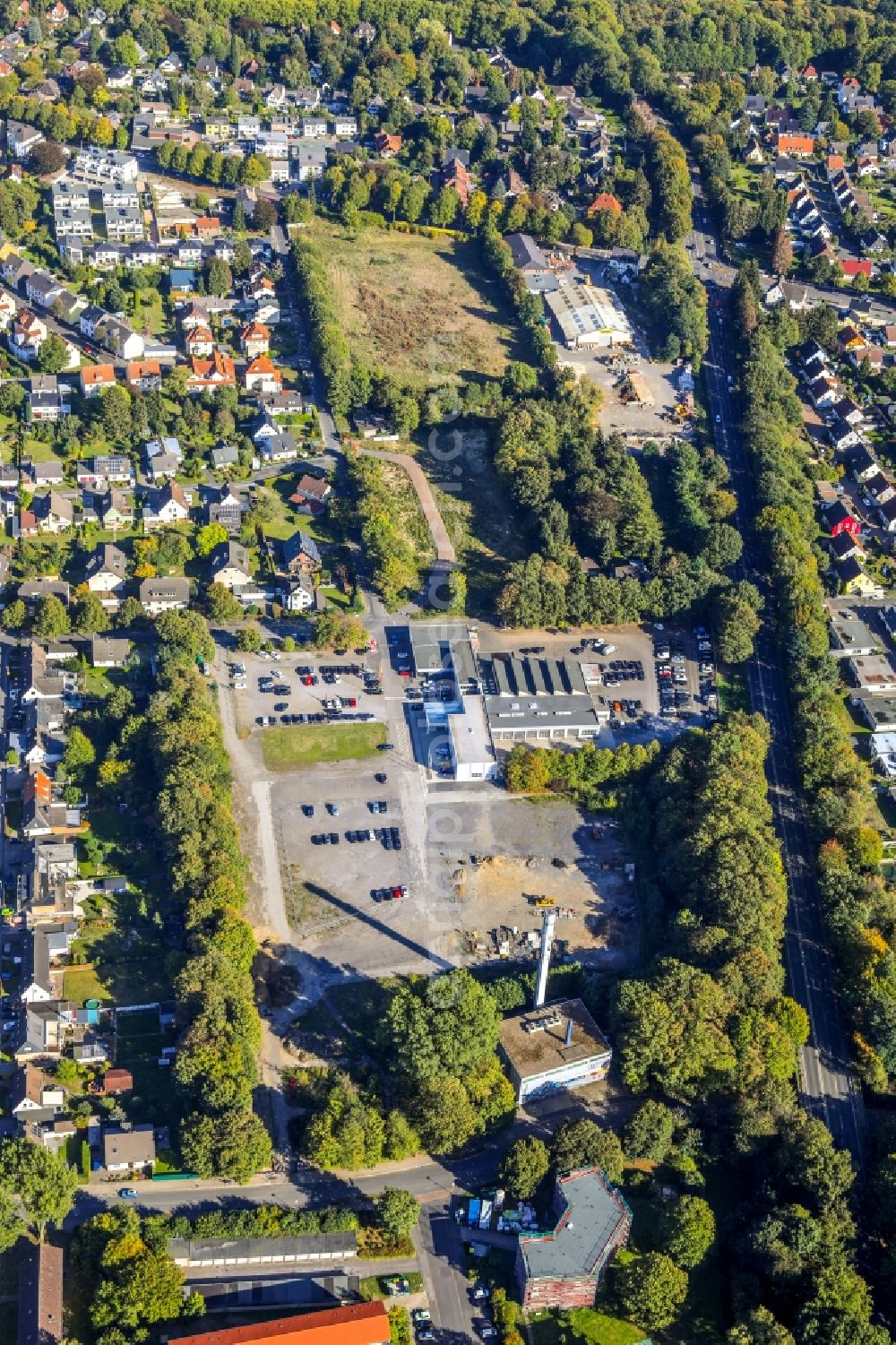 Unna from above - Settlement on Bundesstrasse - Falkstrasse in Unna in the state North Rhine-Westphalia, Germany