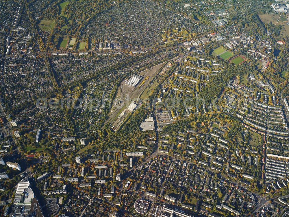 Berlin from above - Settlement near the BVG- Betriebswerkstatt Britz in Berlin in Germany