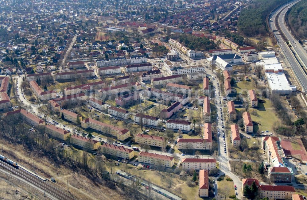 Ludwigsfelde from the bird's eye view: Settlement Dichterviertel in Ludwigsfelde in the state Brandenburg