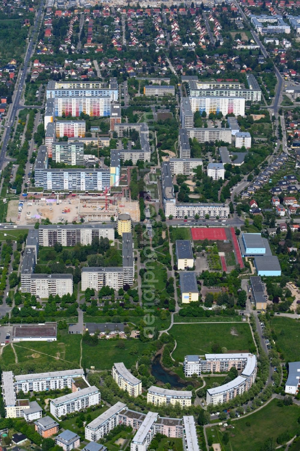 Schönefeld from above - Settlement along the Altglienicker Chaussee - Siriusstrasse in Schoenefeld in the state Brandenburg, Germany