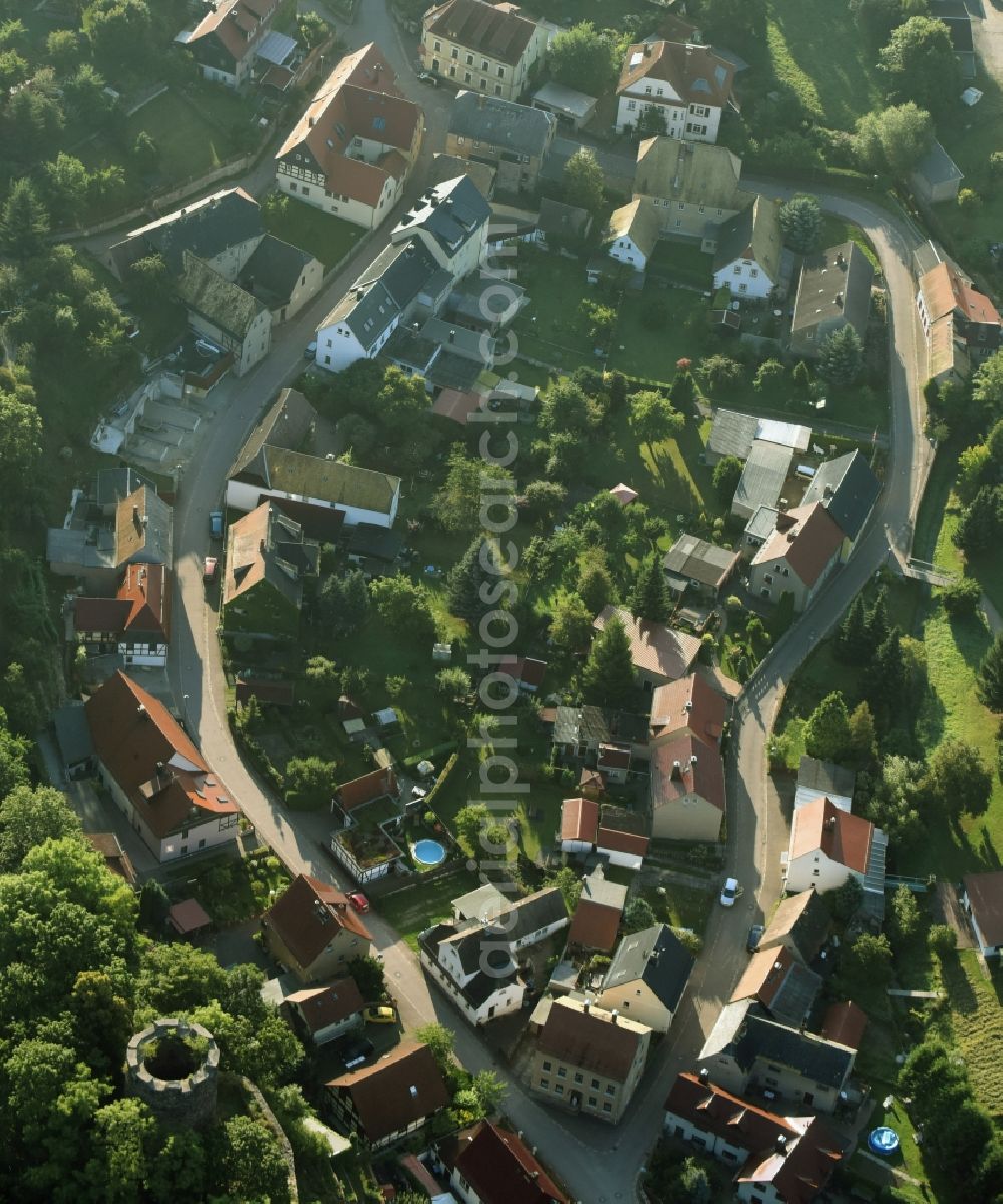 Kohren-Sahlis from above - Settlement along the Baumgartenstreet and the Toepferstreet in Kohren-Sahlis in the state Saxony