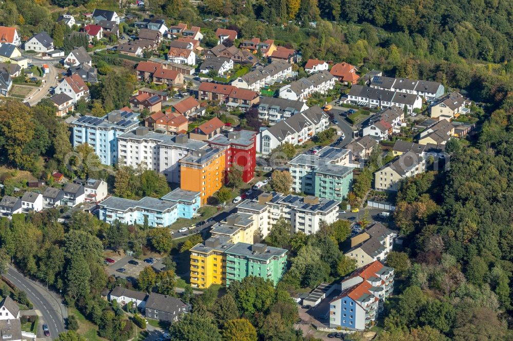 Aerial image Hagen - Settlement along the Hoexterstrasse in Hagen in the state North Rhine-Westphalia, Germany