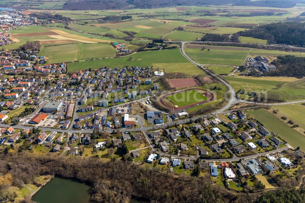 Bad Wildungen from above - Settlement along the Odershaeuser Strasse in Bad Wildungen in the state Hesse, Germany