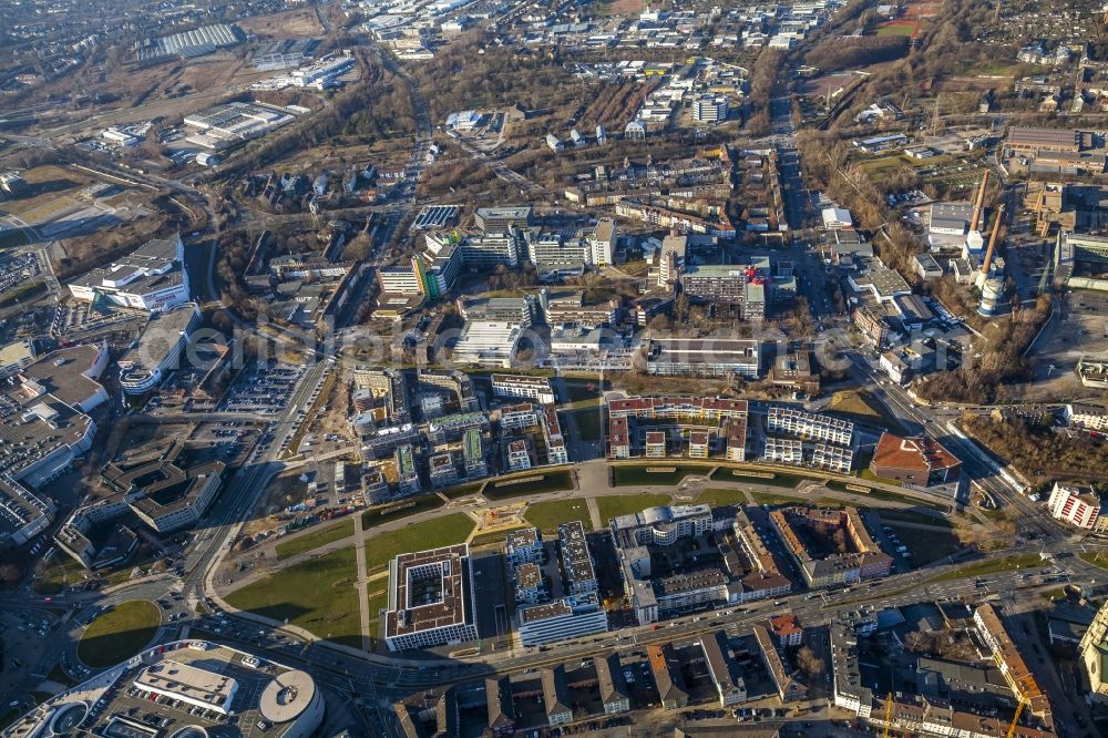 Aerial photograph Essen - Settlement Green midway between Berliner Platz and University in Essen in North Rhine-Westphalia