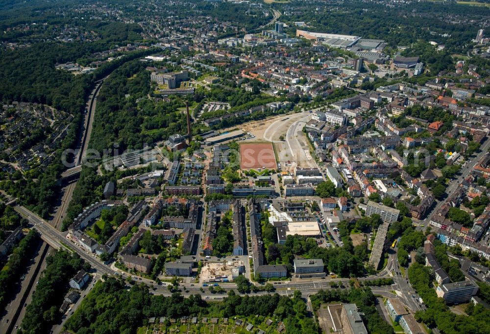 Essen from above - Residential area - settlement between the street and Veronika Girardet Home in Essen in North Rhine-Westphalia