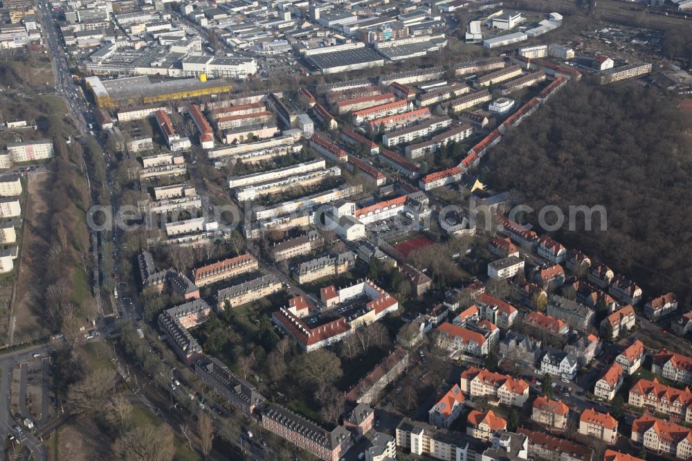 Frankfurt am Main from the bird's eye view: Settlement in Frankfurt Riederwald in the state Hesse