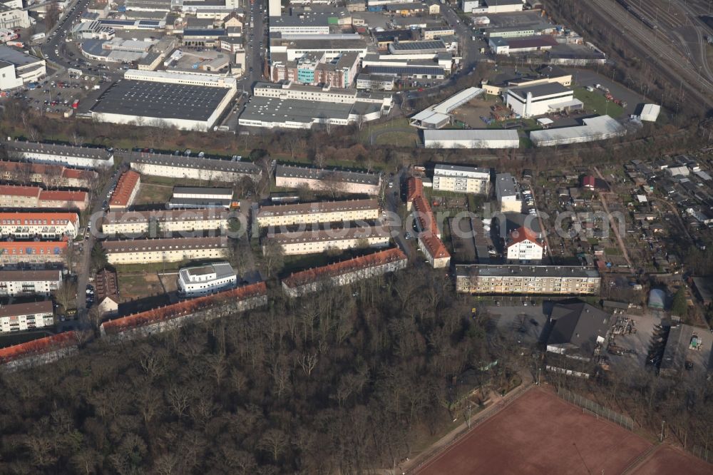 Aerial photograph Frankfurt am Main - Settlement in Frankfurt Riederwald in the state Hesse