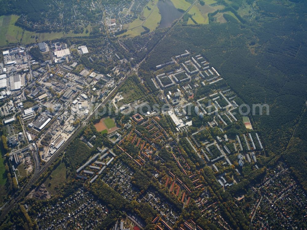 Aerial image Potsdam - Settlement Waldgebiet II and industrial area in Potsdam in the state Brandenburg