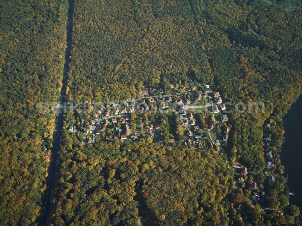 Potsdam from above - Residential area settlement, Kleinglienicke middle of the woods in Potsdam on the King's Road in Brandenburg