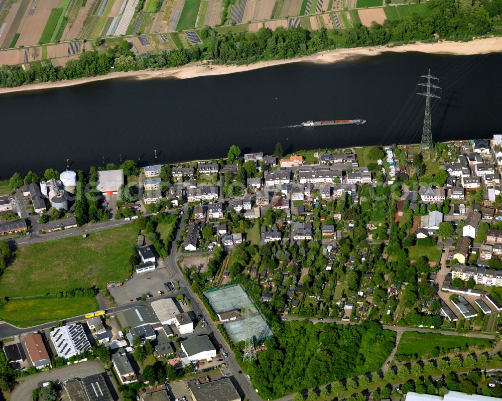 Aerial image Koblenz, Wallersheim - Residential area - settlement in Koblenz, Waller home on the banks of the Rhine in the State of Rhineland-Palatinate