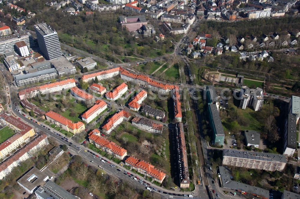 Mainz from above - Residential area - settlement in Mainz Oberstadt in Rhineland-Palatinate