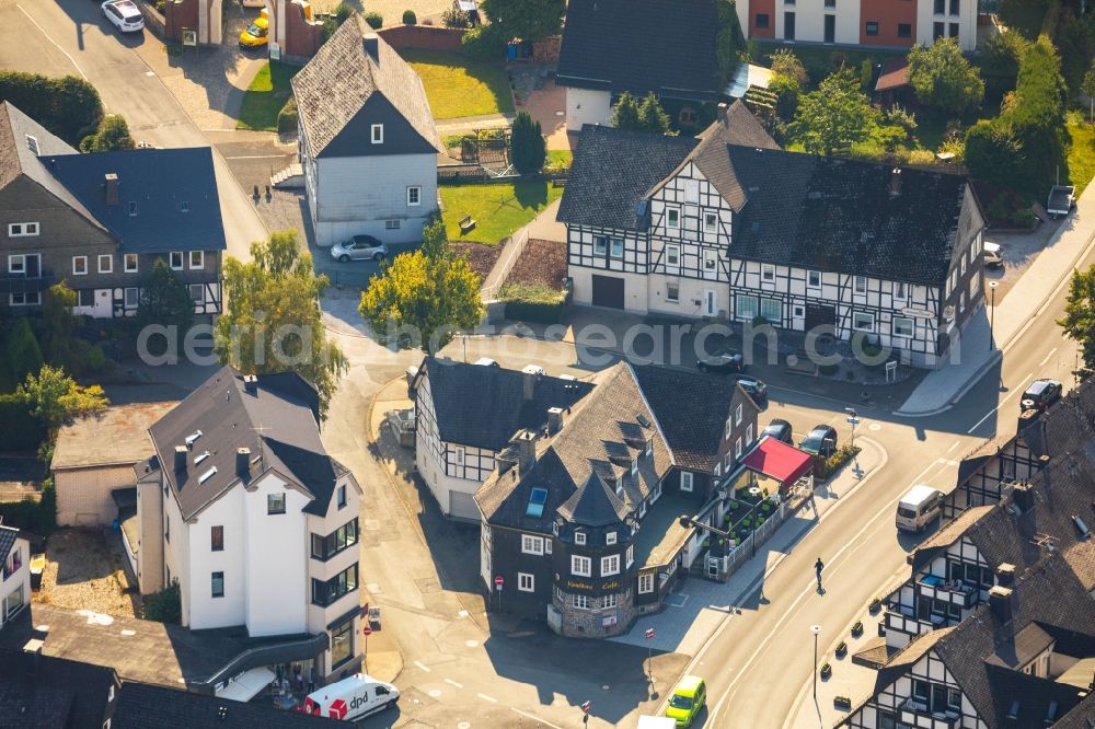 Olsberg from above - Settlement on Markt in Olsberg in the state North Rhine-Westphalia, Germany