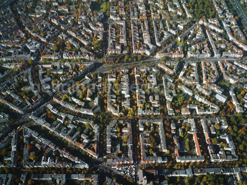 Aerial photograph Berlin - Settlement at the Rheinstrasse - Suedwestkorso - Wiesbadener street - Handjerystrasse near the Friedrich Wilhelm Platz in Berlin