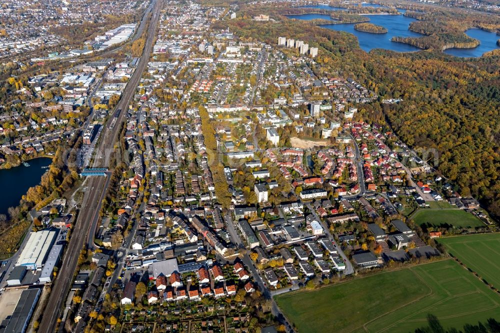 Aerial image Duisburg - Settlement in the district Grossenbaum in Duisburg in the state North Rhine-Westphalia, Germany