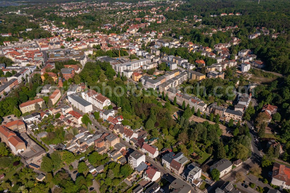 Aerial image Eberswalde - Residential area along the park Park on Weidendamm on street Pfeilstrasse in the district Meseberg in Eberswalde in the state Brandenburg, Germany