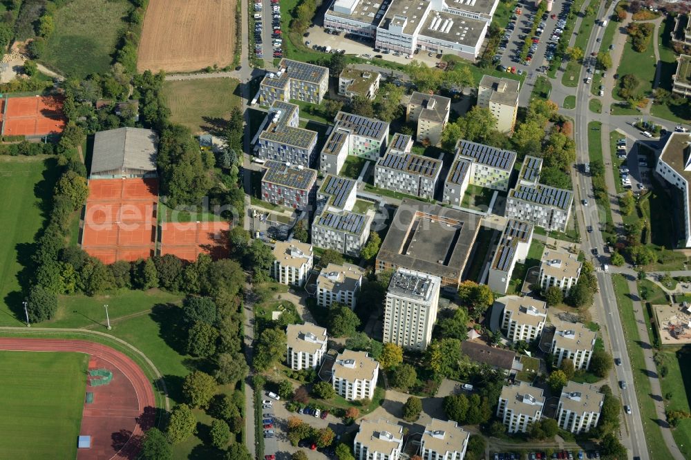 Aerial photograph Heidelberg - Residential area with students accommodations on Neuenheimer Feld in Heidelberg in the state of Baden-Wuerttemberg