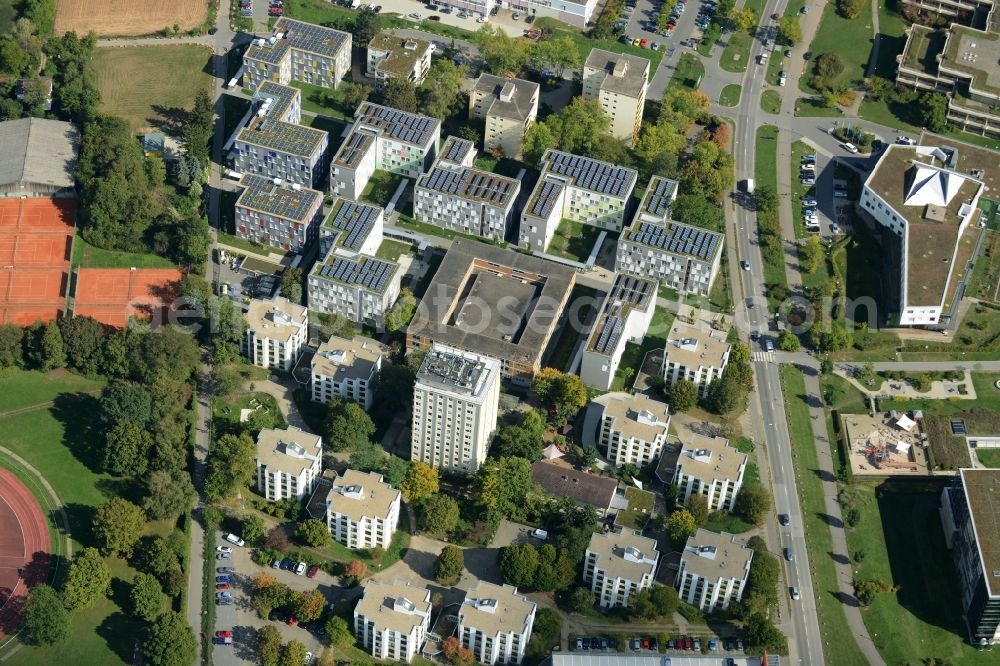 Heidelberg from above - Residential area with students accommodations on Neuenheimer Feld in Heidelberg in the state of Baden-Wuerttemberg