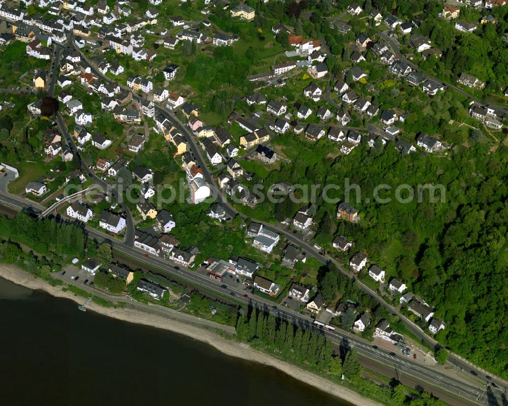 Aerial image Urbar - Residential area - settlement land register in the river course of the Rhine in the State of Rhineland-Palatinate