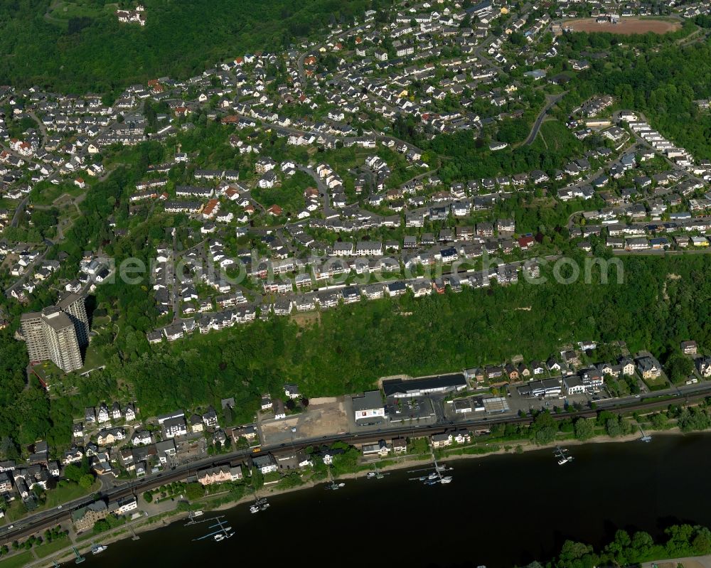 Aerial image Vallendar - Residential area - Vallendar settlement in the river course of the Rhine in the State of Rhineland-Palatinate