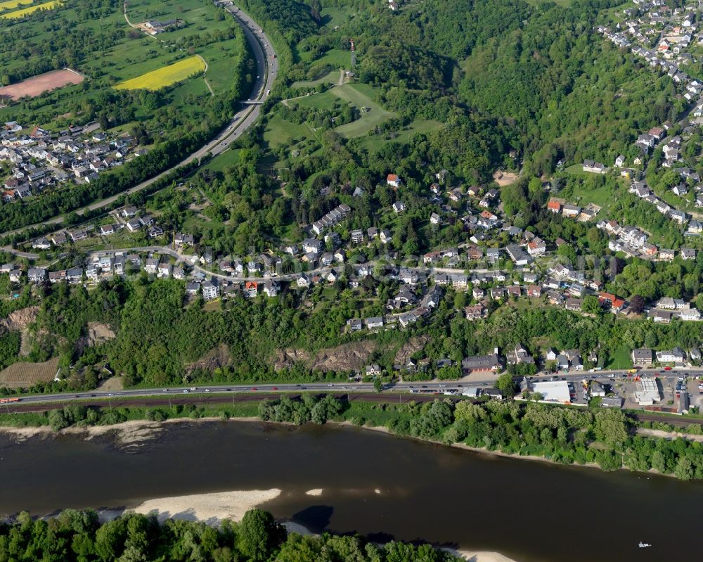 Aerial photograph Vallendar - Residential area - Vallendar settlement in the river course of the Rhine in the State of Rhineland-Palatinate