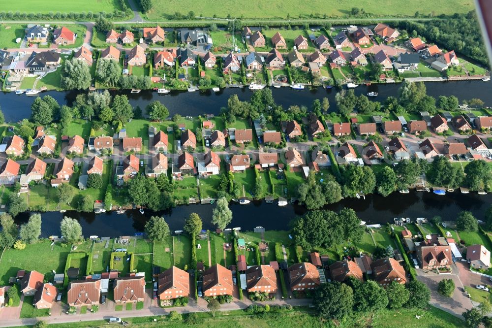 Timmel from above - Settlement Oevert - canal to Timmeler Meer in Timmel in the state Lower Saxony