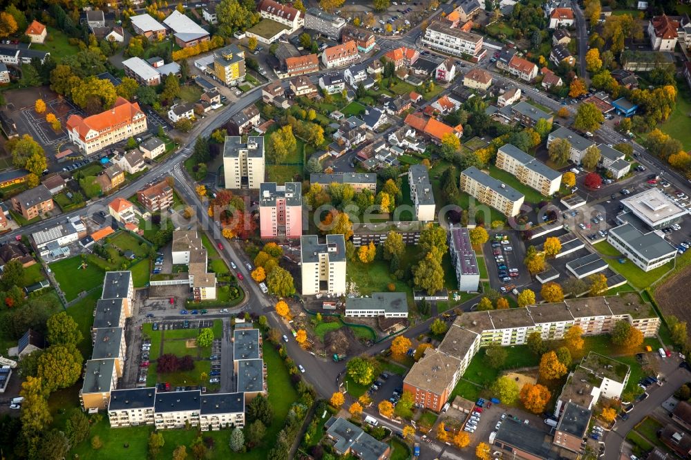 Hamm from above - Residential area with highrises and rental building in autumnal Hamm in the state of North Rhine-Westphalia