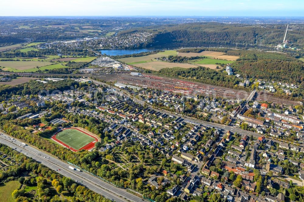 Hagen from above - Settlement between of Bandesstrasse B226 and of Autobahn A1 in Hagen in the state North Rhine-Westphalia, Germany