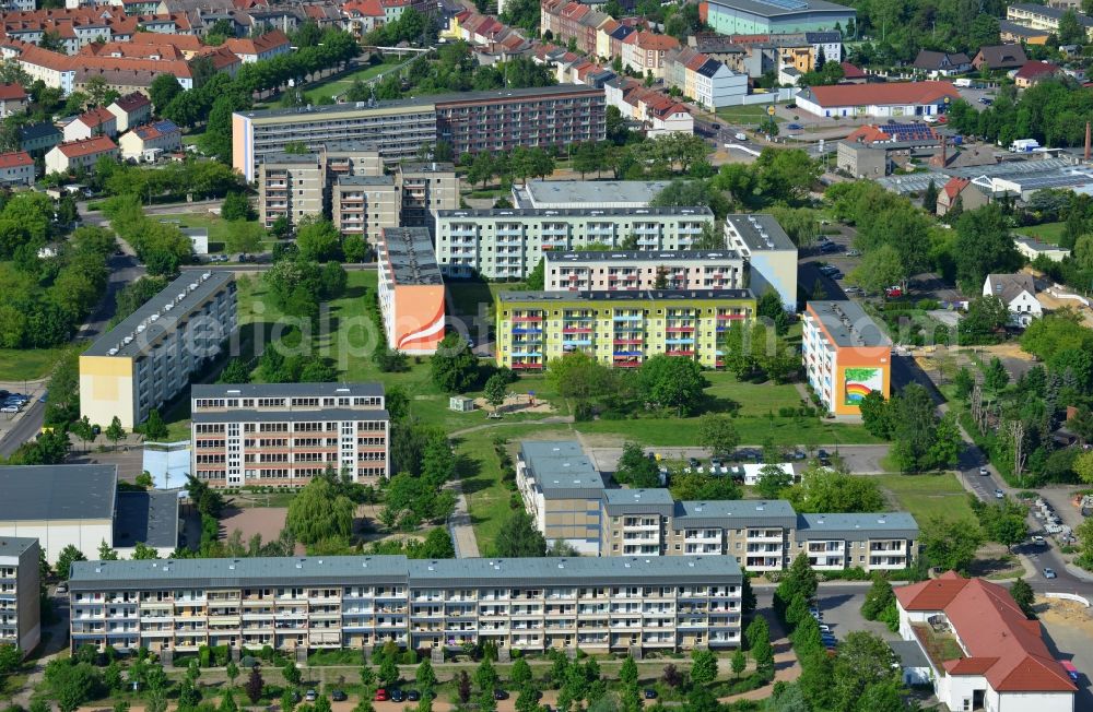 Aerial image Burg - View of residential buildings in Burg in the state of Saxony-Anhalt