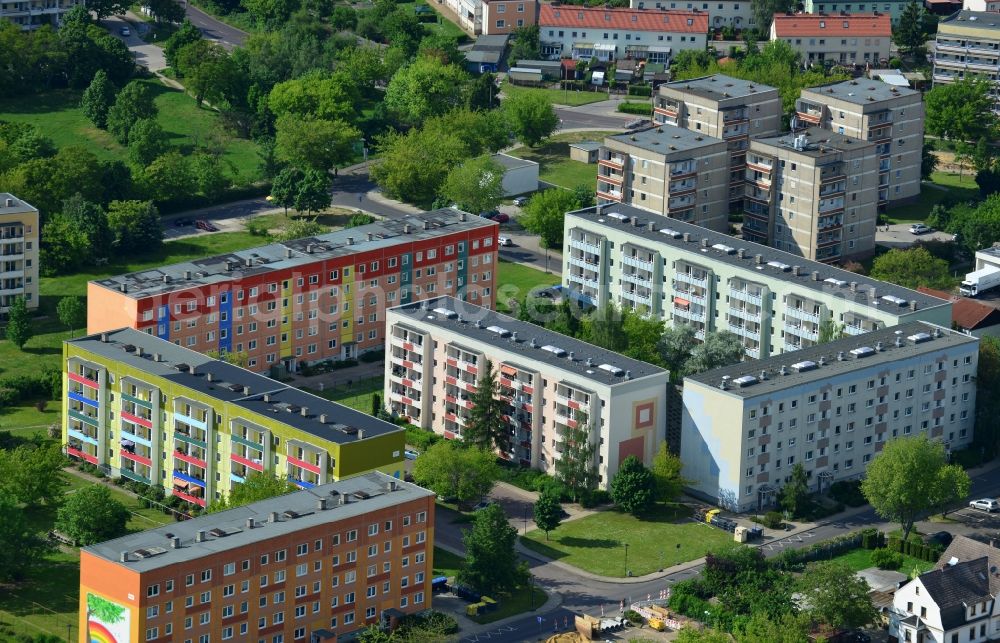 Burg from above - View of residential buildings in Burg in the state of Saxony-Anhalt