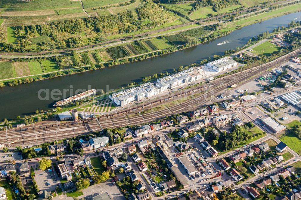 Aerial photograph Mertert - Housing facilities on the former banks of the river course of the Mosel Esplanade de la Moselle in Wasserbillig in Grevenmacher, Luxembourg