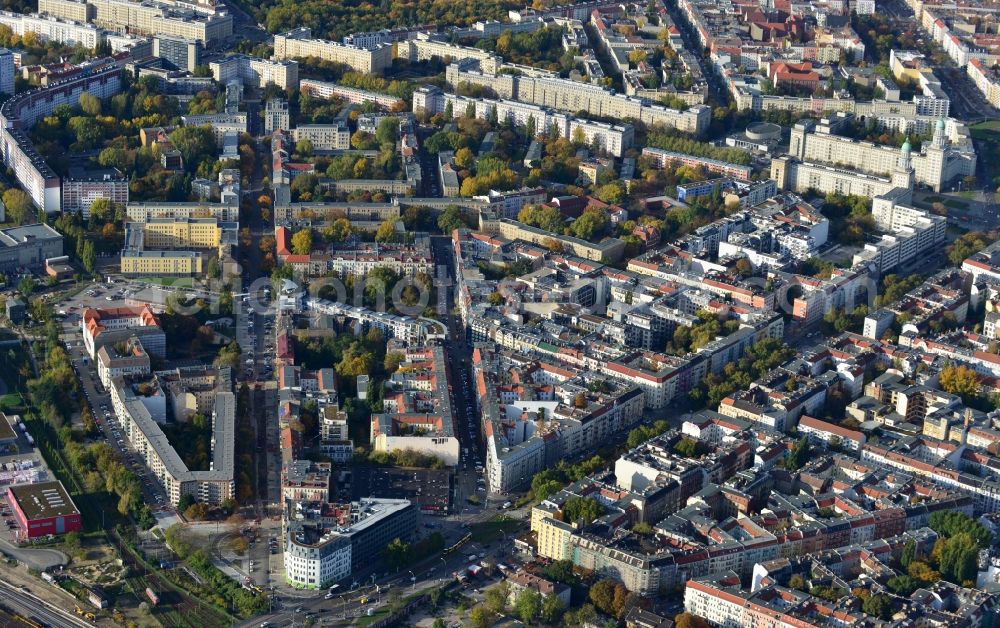 Berlin OT Friedrichshain from above - View of residential buildings in the district of Friedrichshain in Berlin