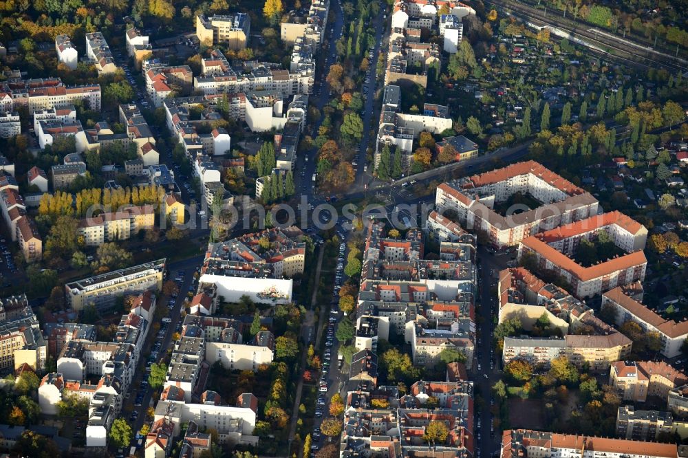 Aerial photograph Berlin OT Gesundbrunnen - View of residential buildings in the district of Gesundbrunnen in Berlin