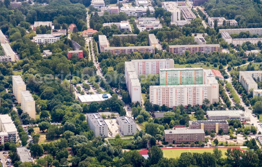 Aerial image Berlin - Building in the residential area Buch on Bruno-Apitz-Strasse in Berlin, Germany