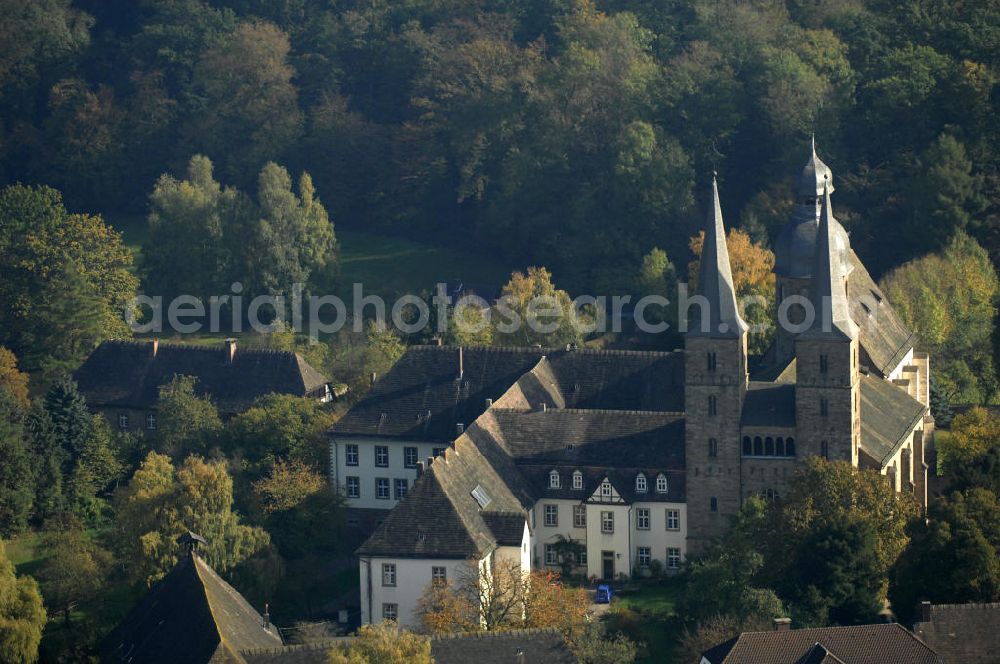 Marienmünster from above - Blick auf ein Wohnhaus der Unternehmensgruppe Markus Gerold an der Abtei 10 in 37696 Marienmünster.