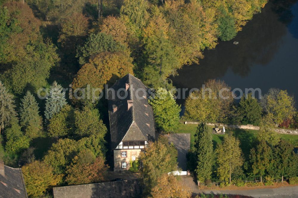 Marienmünster from the bird's eye view: Blick auf ein Wohnhaus der Unternehmensgruppe Markus Gerold an der Abtei 10 in 37696 Marienmünster.