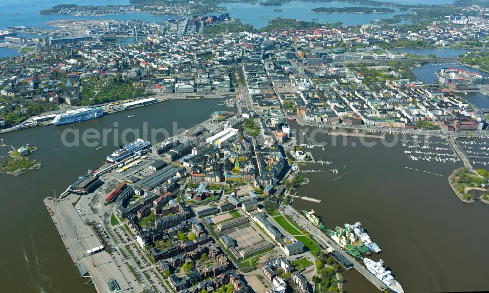 Helsinki - Helsingfors from above - Residential house development on the peninsula Katajanokka in Helsinki - Helsingfors in Finland