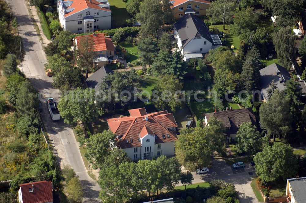 Berlin from the bird's eye view: Blick auf das Wohnhaus an der Dirschauer Strasse 2 in 12623 Berlin-Mahlsdorf, dem Sitz der Agentur euroluftbild.de