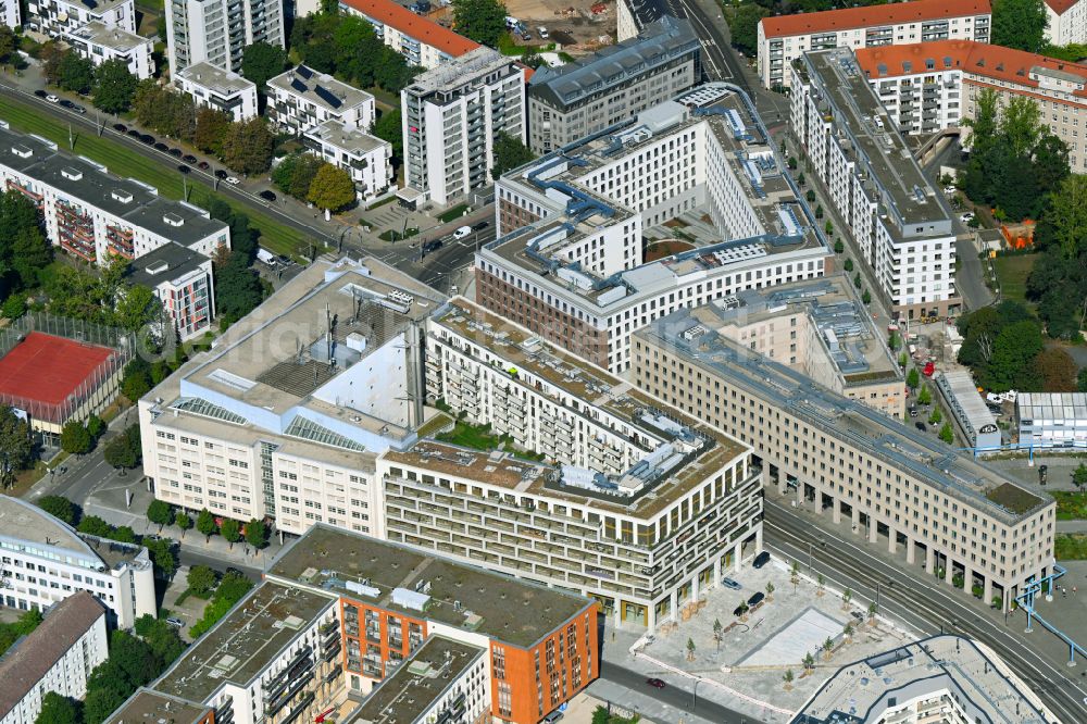 Dresden from above - Multi-family residential building Mary-Ann-Apartments on Freiberger Strasse in the Wilsdruffer Vorstadt district in Dresden in the state of Saxony, Germany