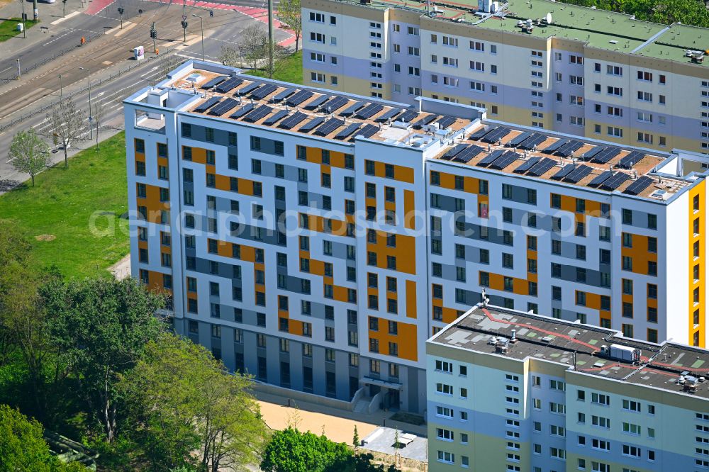 Berlin from above - Multi-family residential building with student apartments of Belinovo Grundstuecksentwicklung GmbH on Rhinstrasse in the Friedrichsfelde district of Berlin, Germany