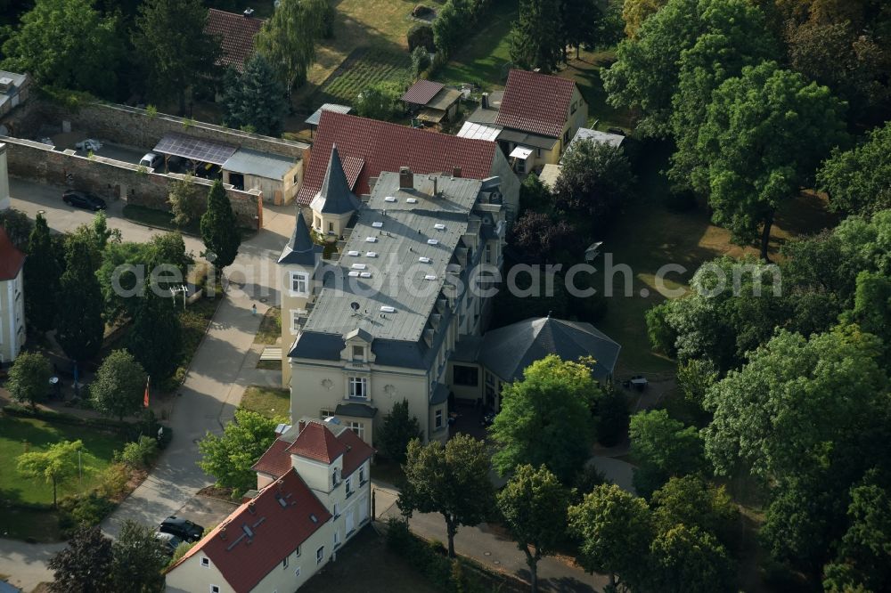 Zehringen from above - Home for disabled people Gut Zehringen in Zehringen in the state of Saxony-Anhalt. The estate and premises are located on site of a former agricultural mansion in the center of the village