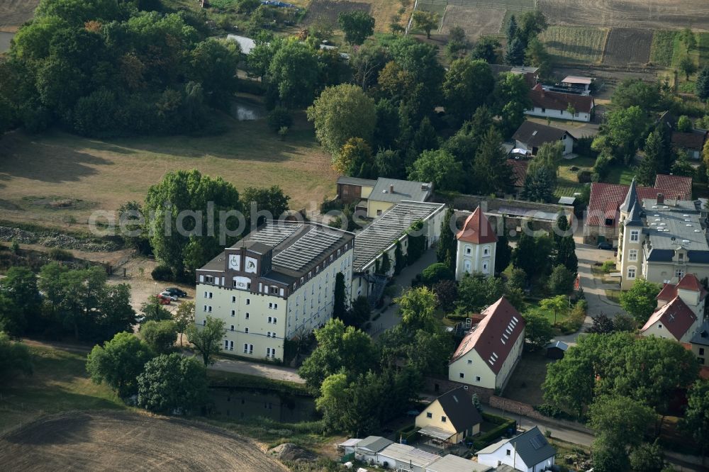 Zehringen from above - Home for disabled people Gut Zehringen in Zehringen in the state of Saxony-Anhalt. The estate and premises are located on site of a former agricultural mansion in the center of the village