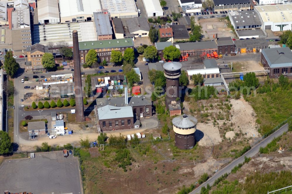 Aerial photograph Frankfurt am Main - Building of the integrative drughelp e.V. at the ground of a former gaswork at the Schielestrasse in the district Ostend in Frankfurt in the state Hesse