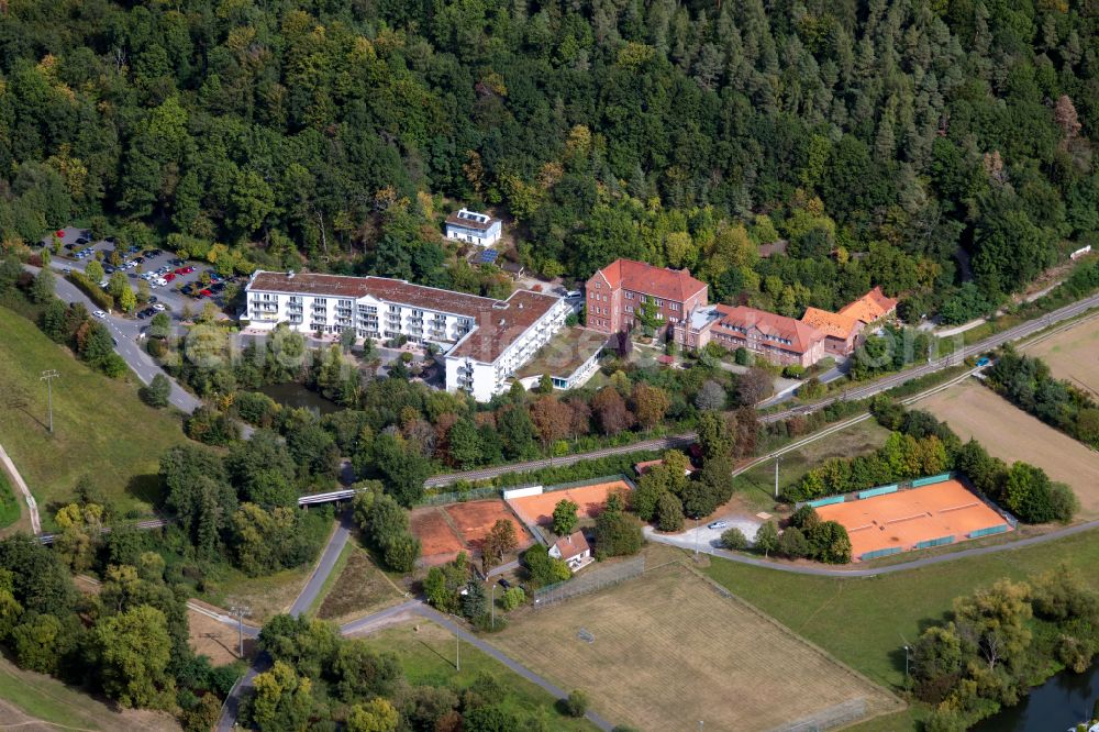 Aerial image Gemünden am Main - Residential nursing home - Building of the health center Main-Spessart GmbH & Co KG in Gemuenden am Main in the state Bavaria, Germany