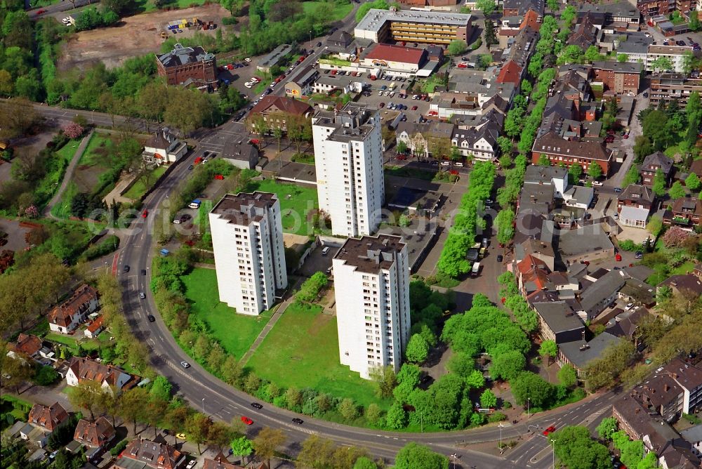 Kamp-Lintfort from the bird's eye view: Residential skyscrapers White Giant in Kamp-Lintfort in the state of North Rhine-Westphalia